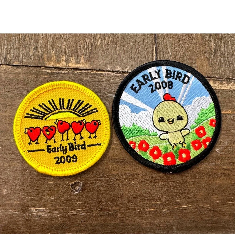 Girl Scouts Early Bird Patches Kids OS Multi Color 2008 2009 Embroidered Badges